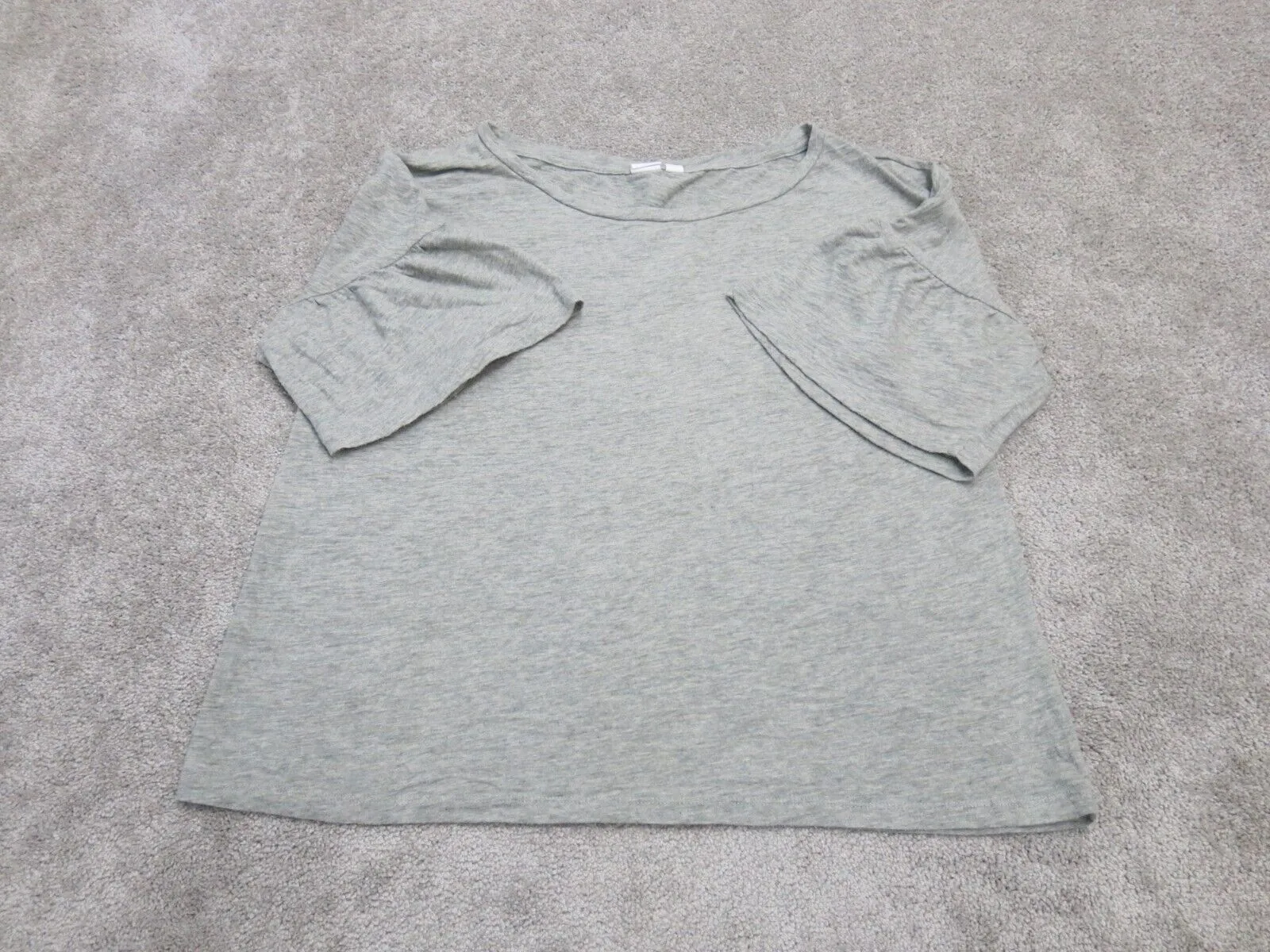 Gap Womens T Shirt Top Round Neck Flare Sleeve Logo Hither Gray Size Medium