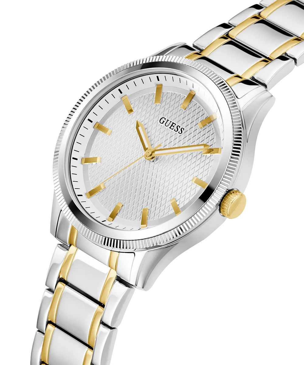 GUESS Mens 2-Tone Silver Analog Watch