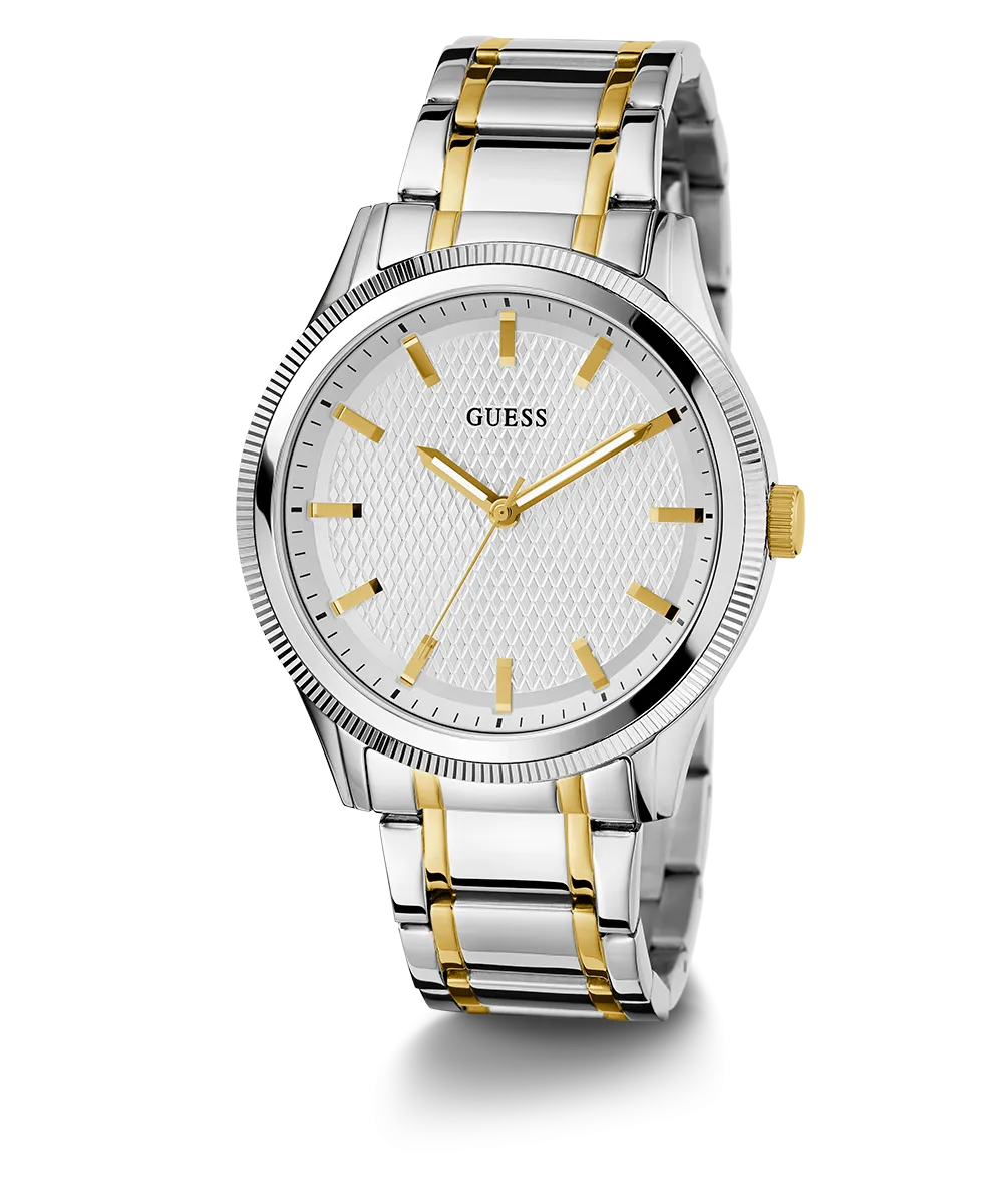 GUESS Mens 2-Tone Silver Analog Watch