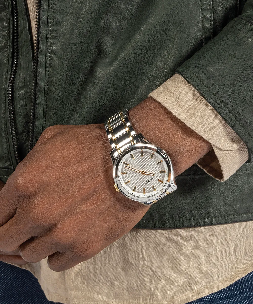 GUESS Mens 2-Tone Silver Analog Watch