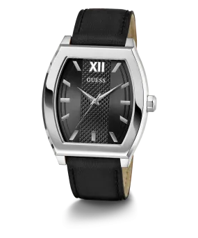 GUESS Mens Black Silver Tone Analog Watch