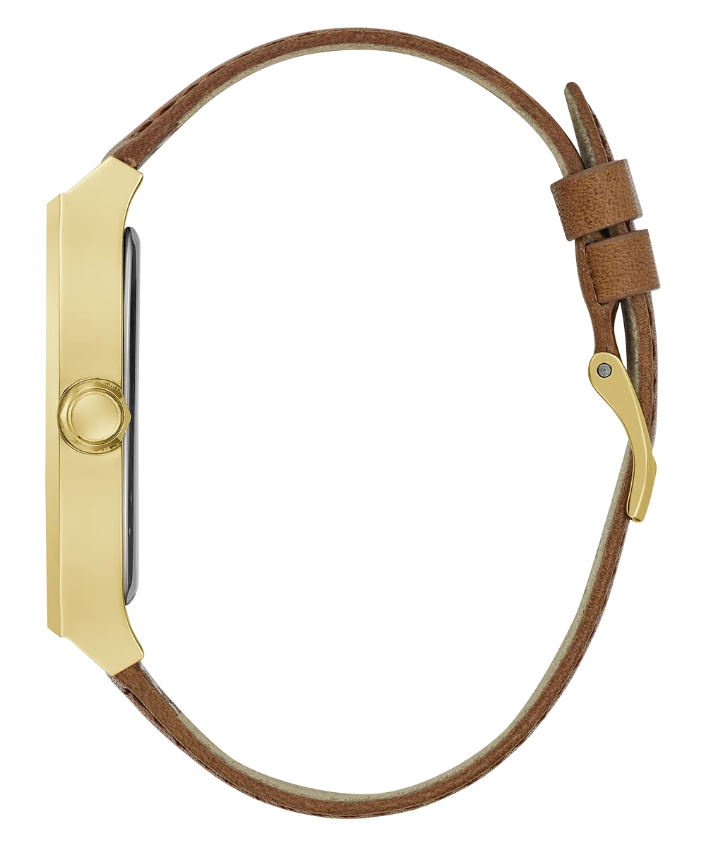 GUESS Mens Brown Gold Tone Analog Watch