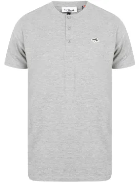 Kingshold Cotton Jersey Henley T-Shirt in Light Grey Marl - Le Shark