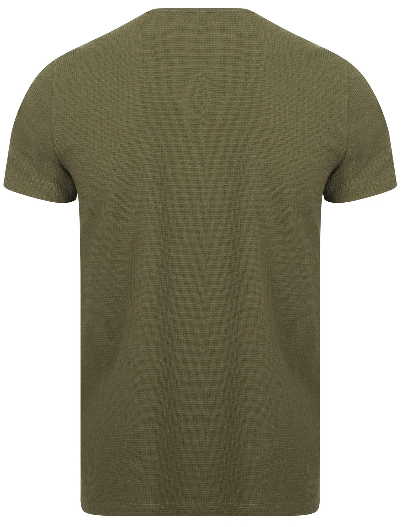 Lendal Textured Henley T-Shirt In Olive Khaki - Dissident