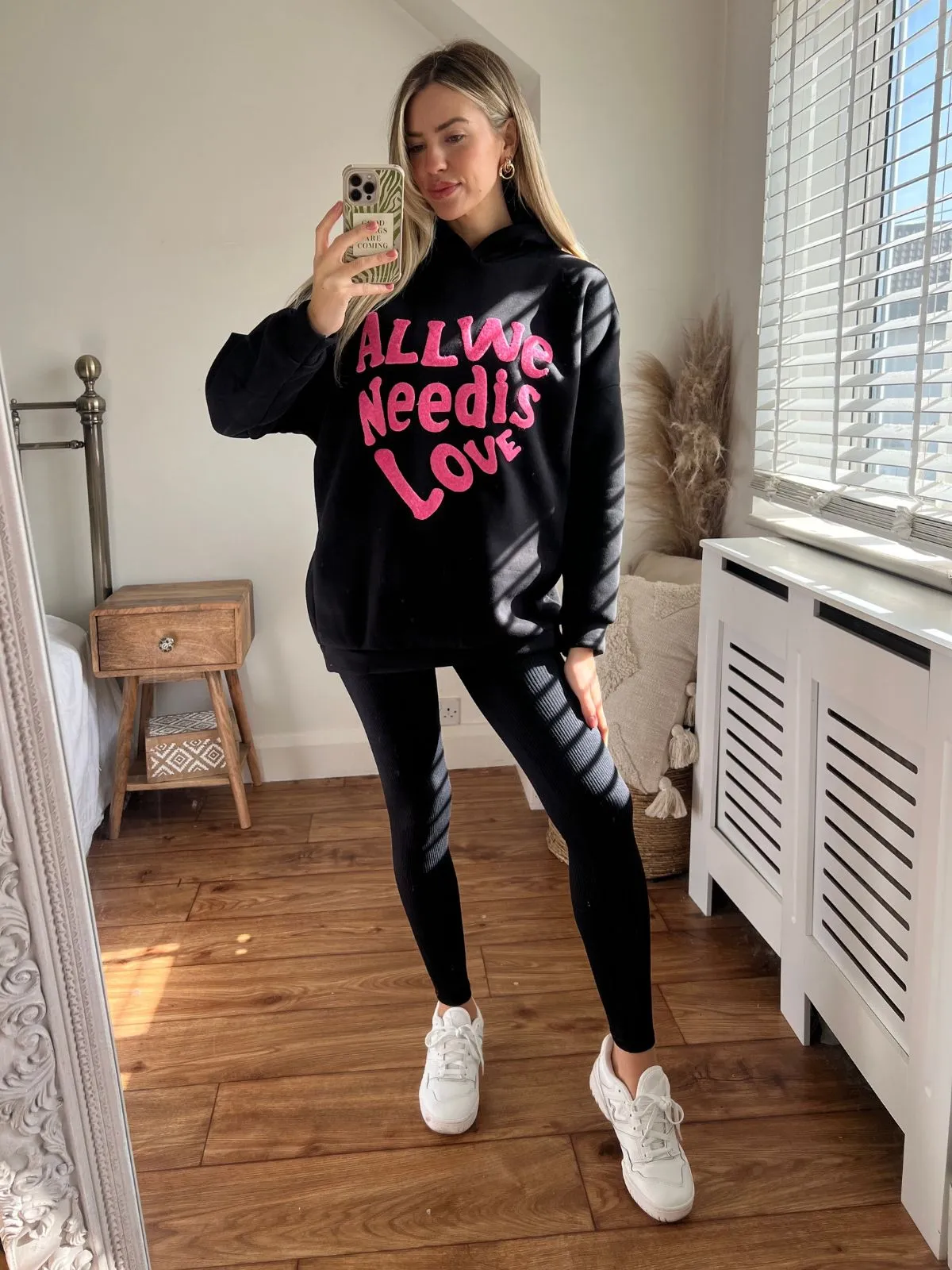 Love Lyric Hoodie / Black & Pink