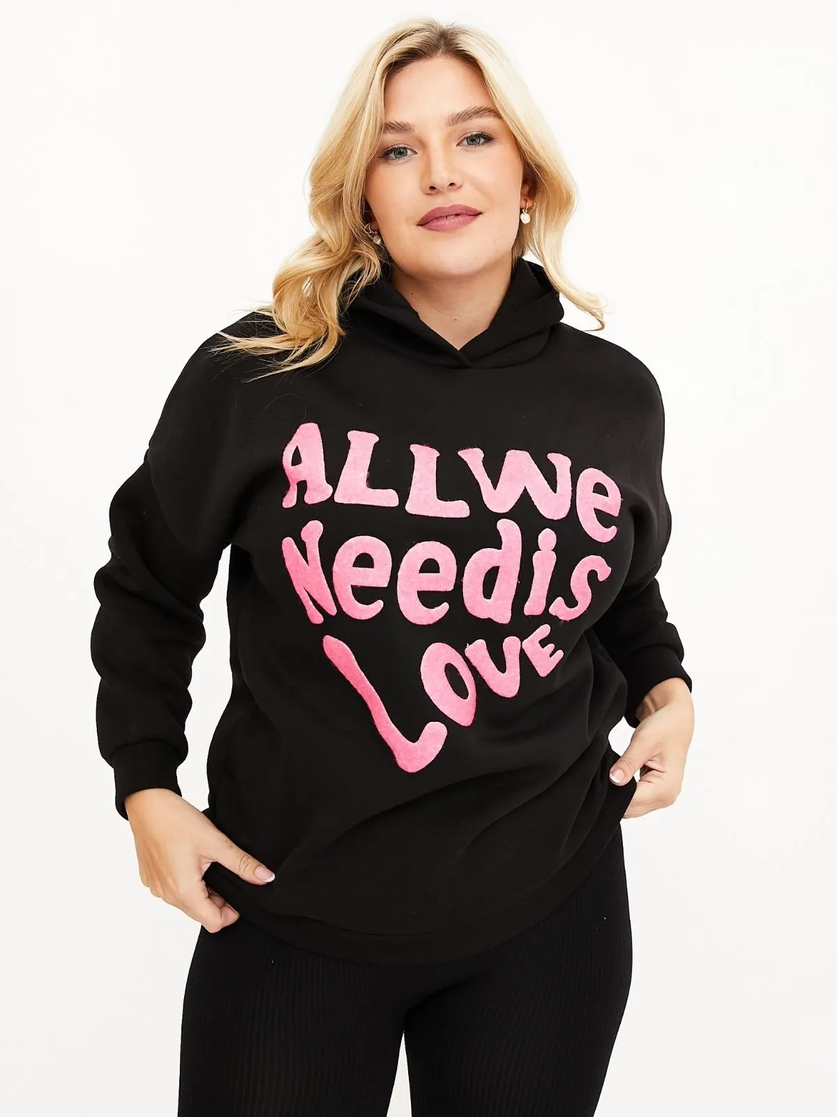 Love Lyric Hoodie / Black & Pink