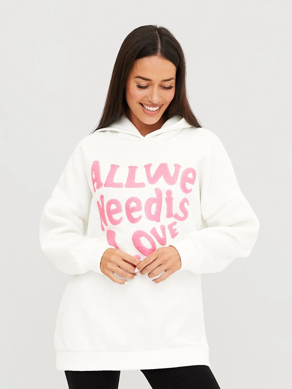 Love Lyric Hoodie / White & Pink