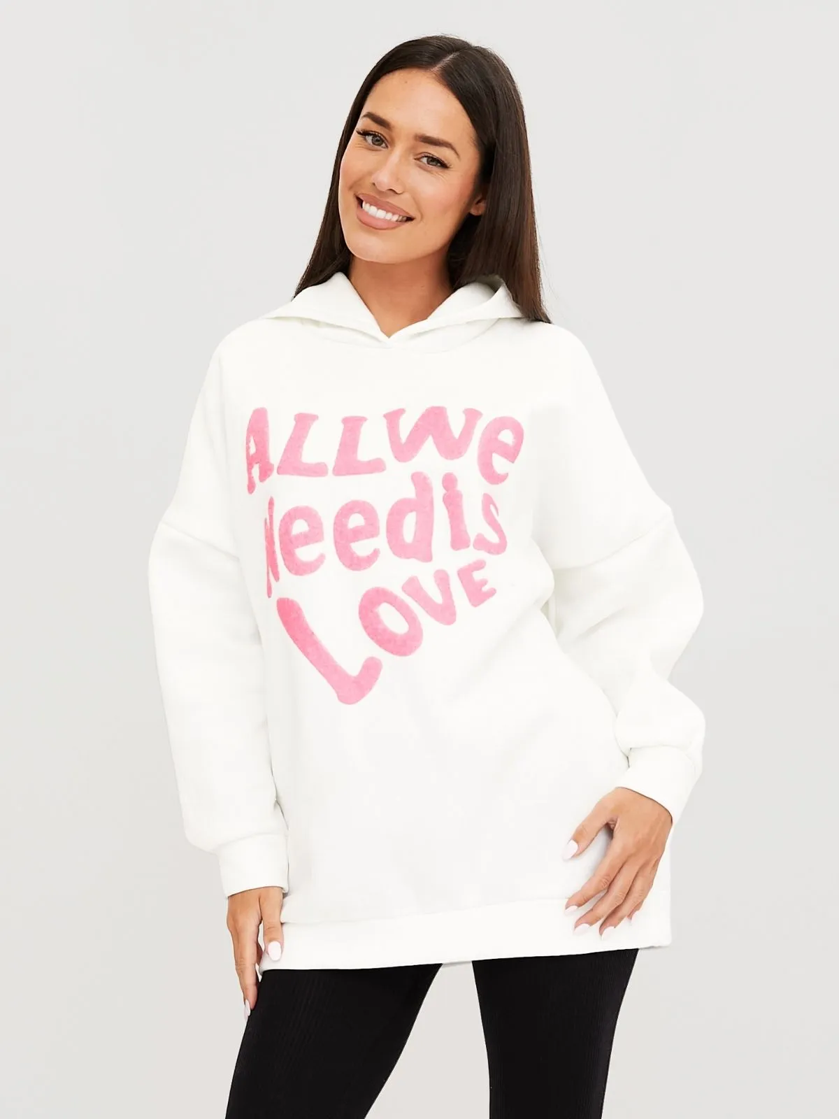 Love Lyric Hoodie / White & Pink
