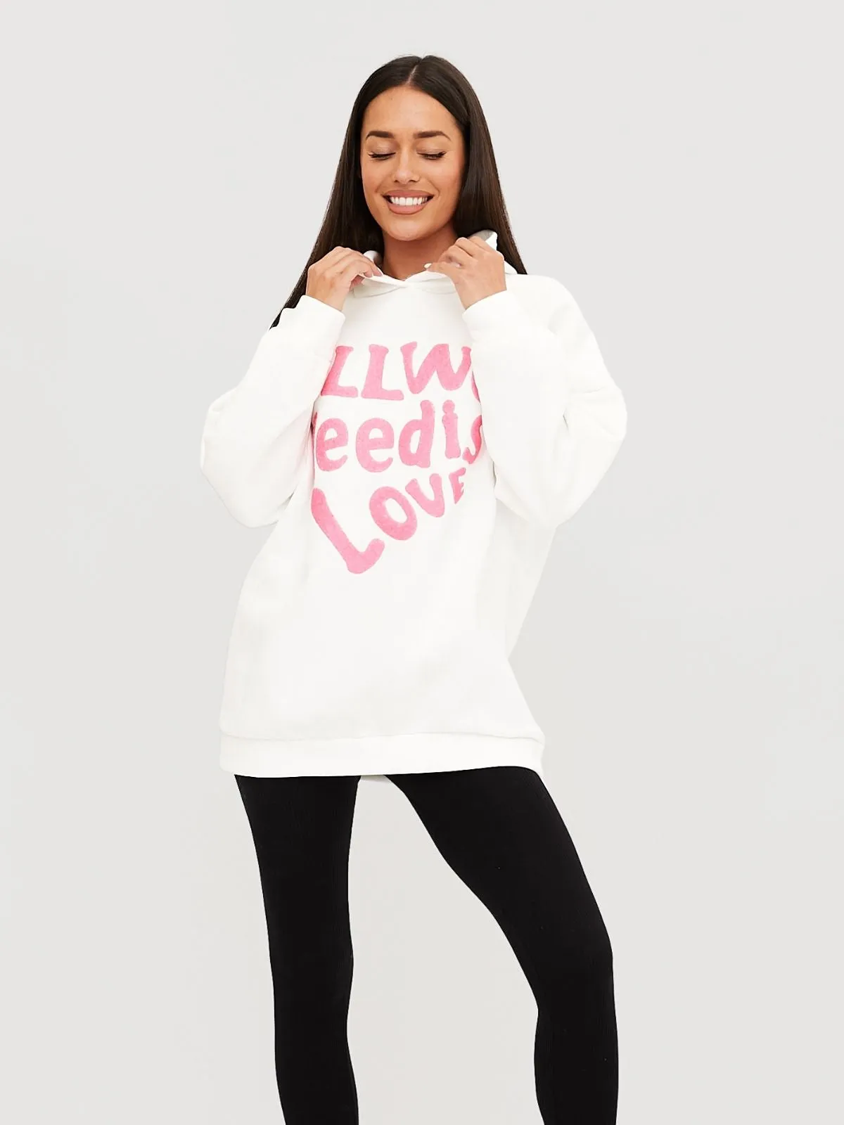 Love Lyric Hoodie / White & Pink