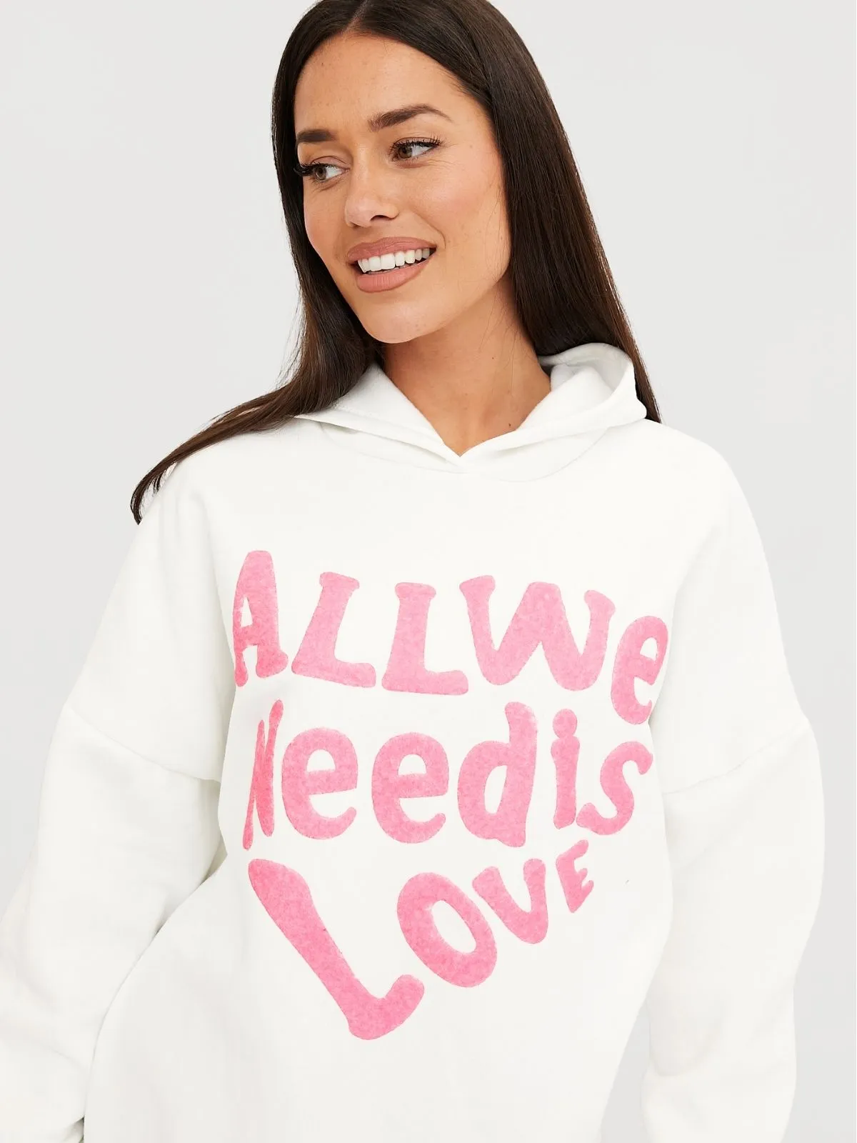 Love Lyric Hoodie / White & Pink