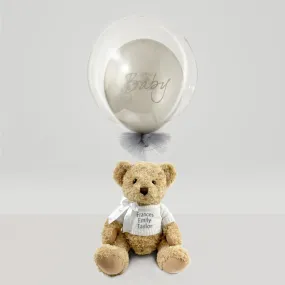 Luxury Baby Balloon and Personalised Bernard Bear