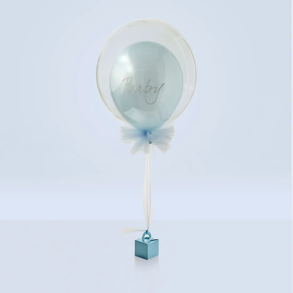 Luxury Rose Baby Clothes Bouquet, Balloon and Personalised Bunny, Blue