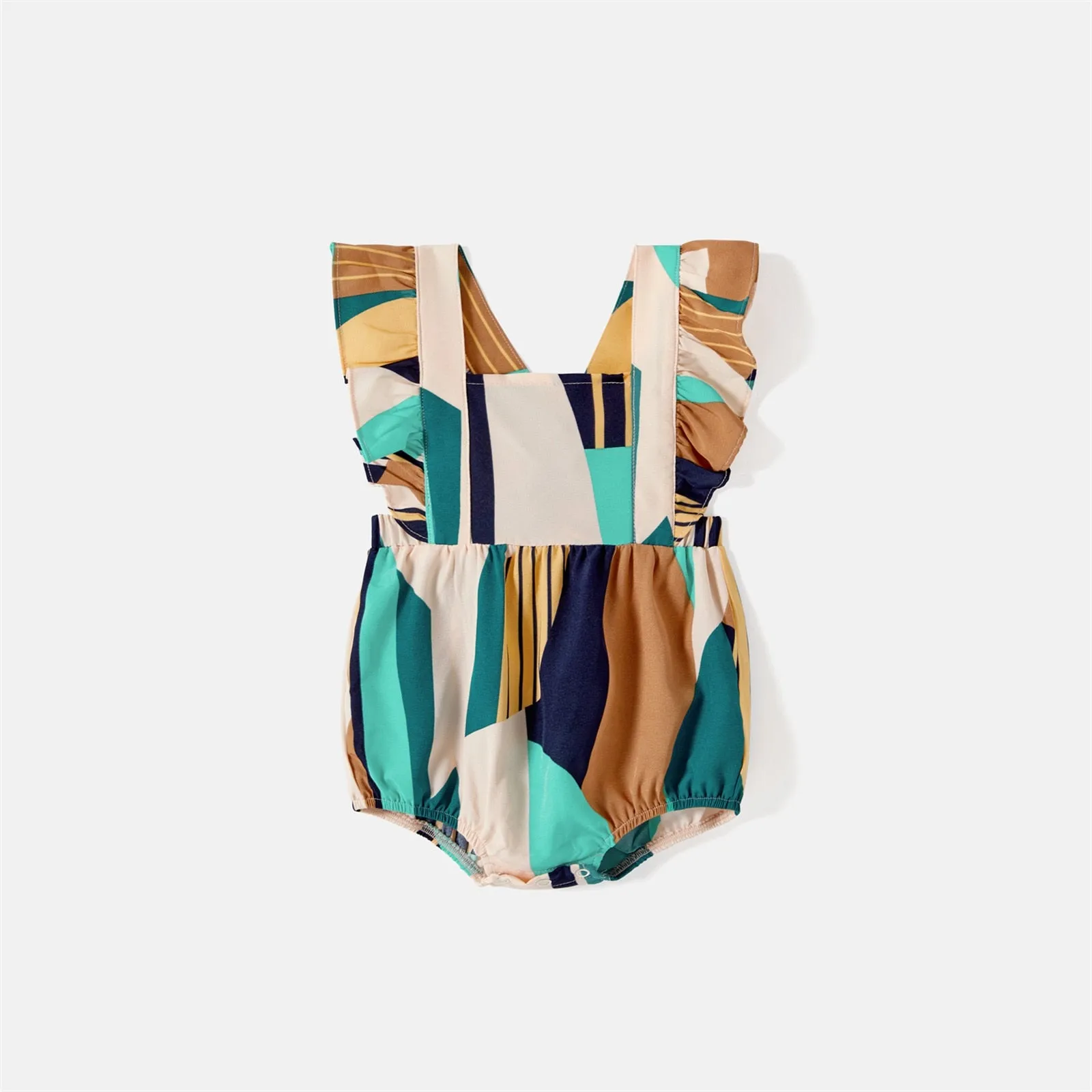 Matching Family Outfit - Sleeveless Belted Halter Dresses and T-Shirts Set for Mummy, Daddy & Kids