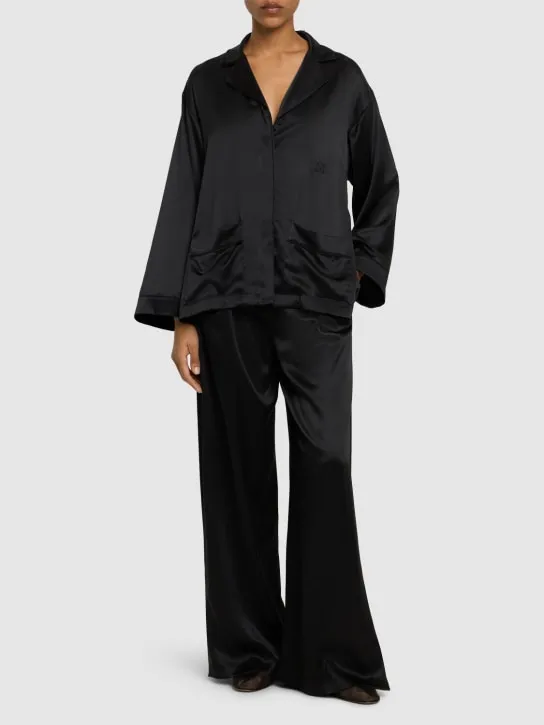 Max Mara   Vasaio silk satin wide sleeve shirt 