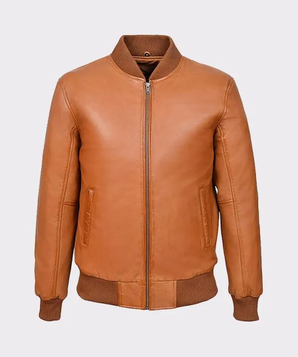 MENS 70'S RETRO REAL LEATHER BOMBER JACKET BLACK AND TAN JACKET