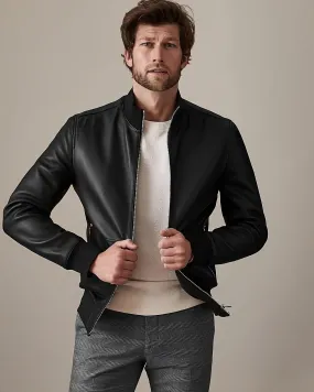 Minimalist Moto Leather Bomber Jacket