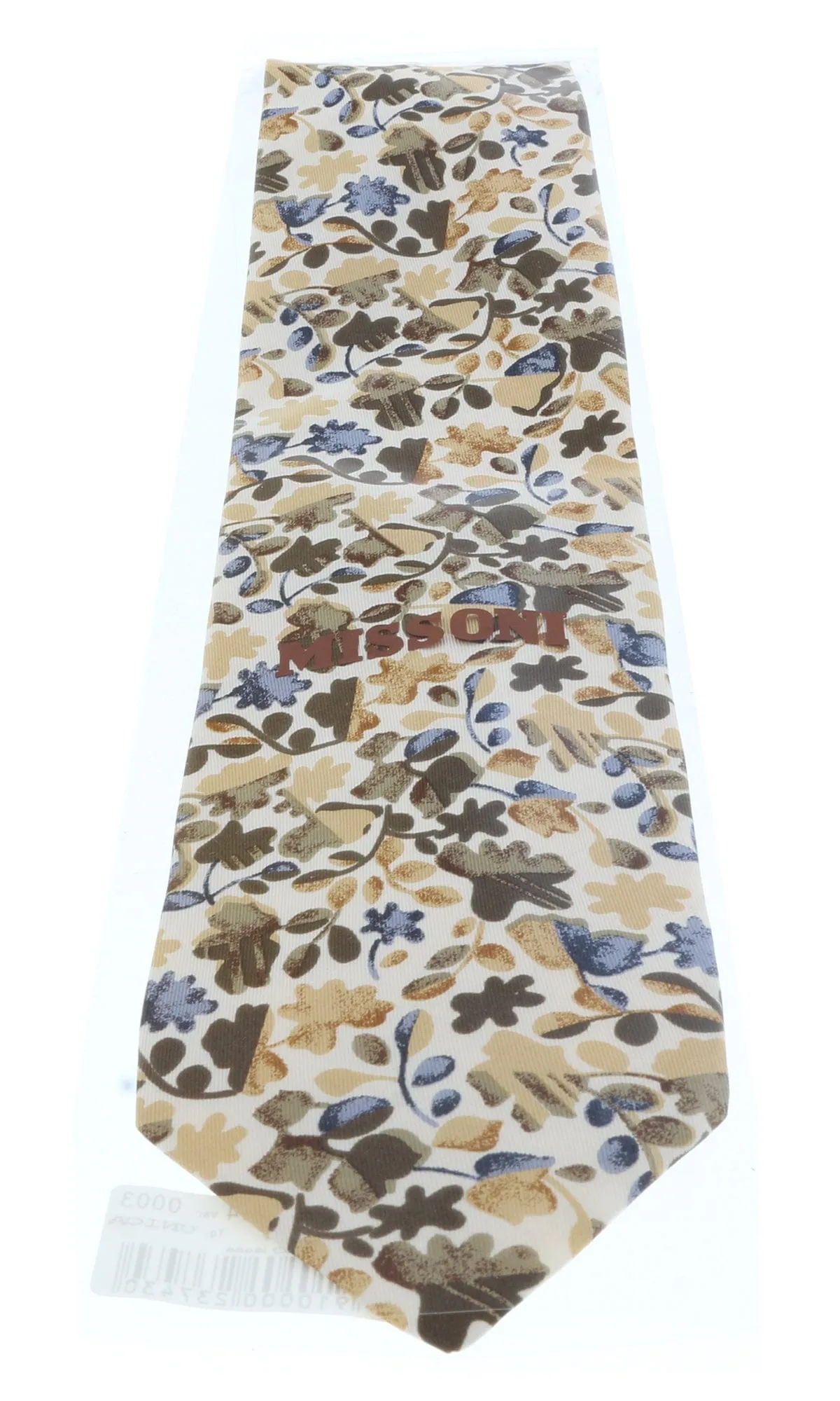 Missoni U1444 Cream/Olive Floral Pure Silk Tie