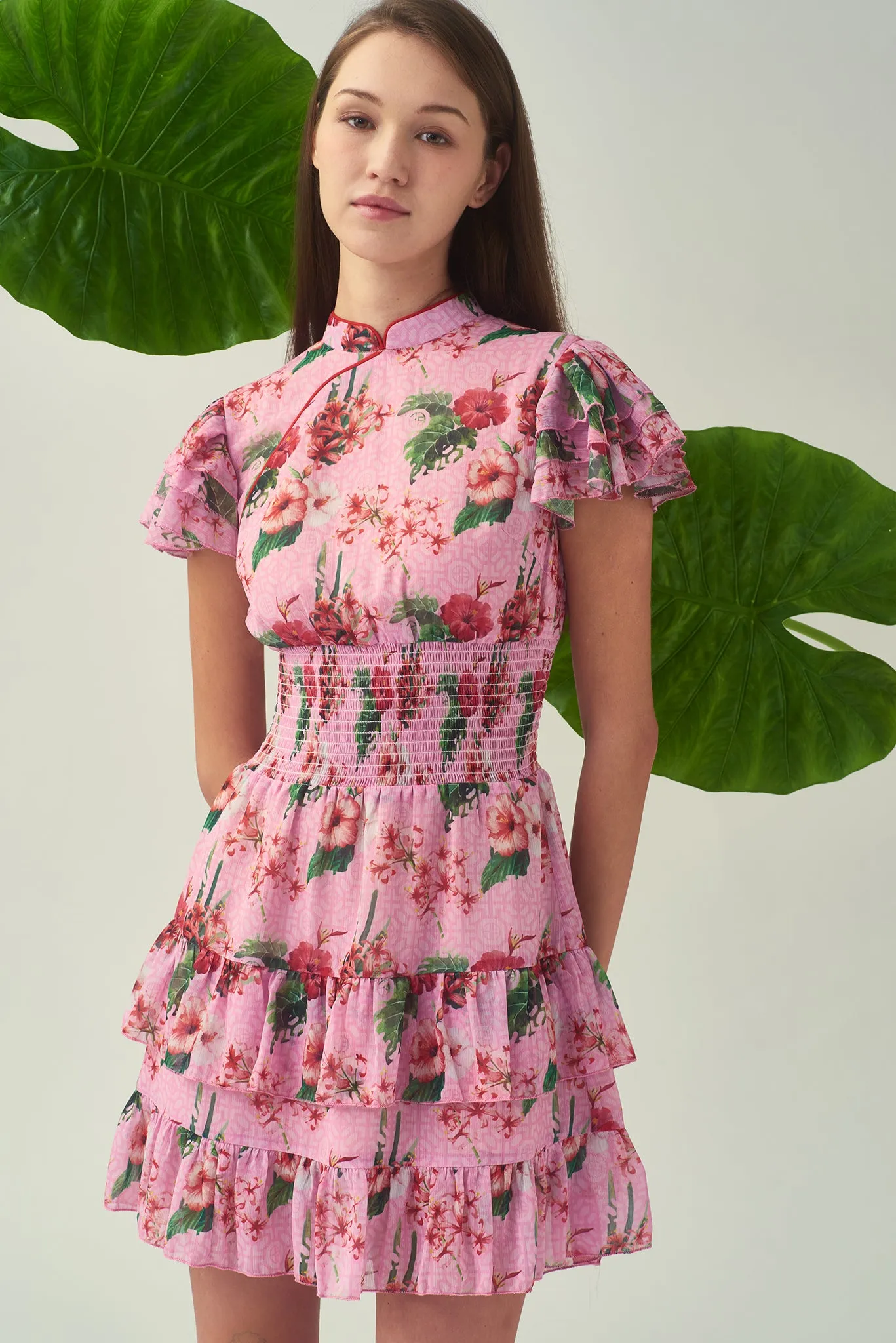 NICOLE Frill Tiered Dress (Red)