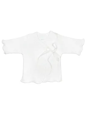 Organic Cotton White Ribbon Tie Wrap Top