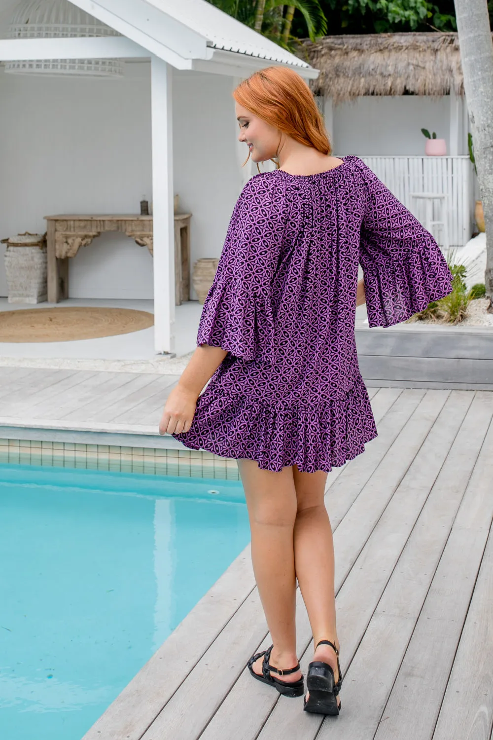 Peasant Girl Sundress - Purple