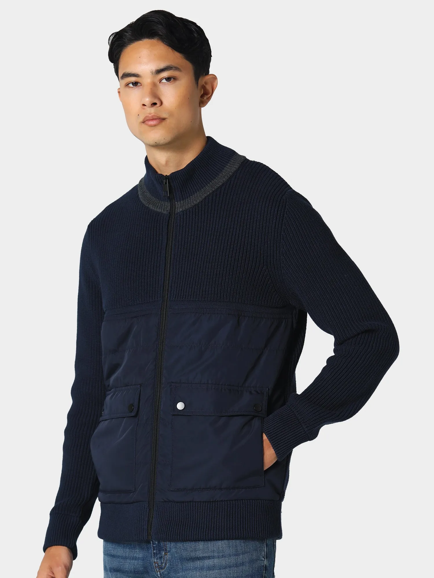 Police Chetal Full Zip Cardi-Jacket - Navy