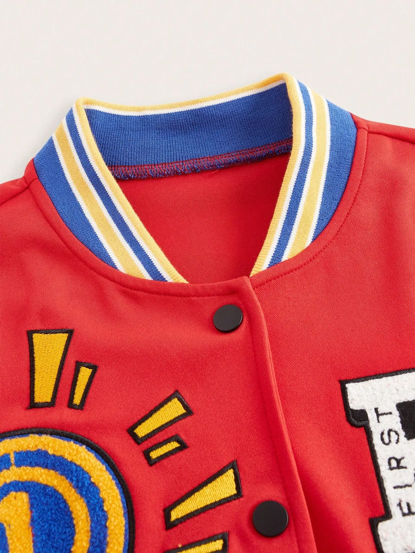 Print Pattern Color Blocking Baseball Jacket