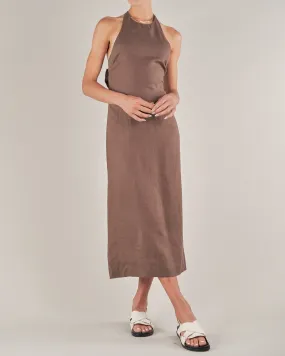 Santa Cruz Linen Halterneck Dress - Chocolate
