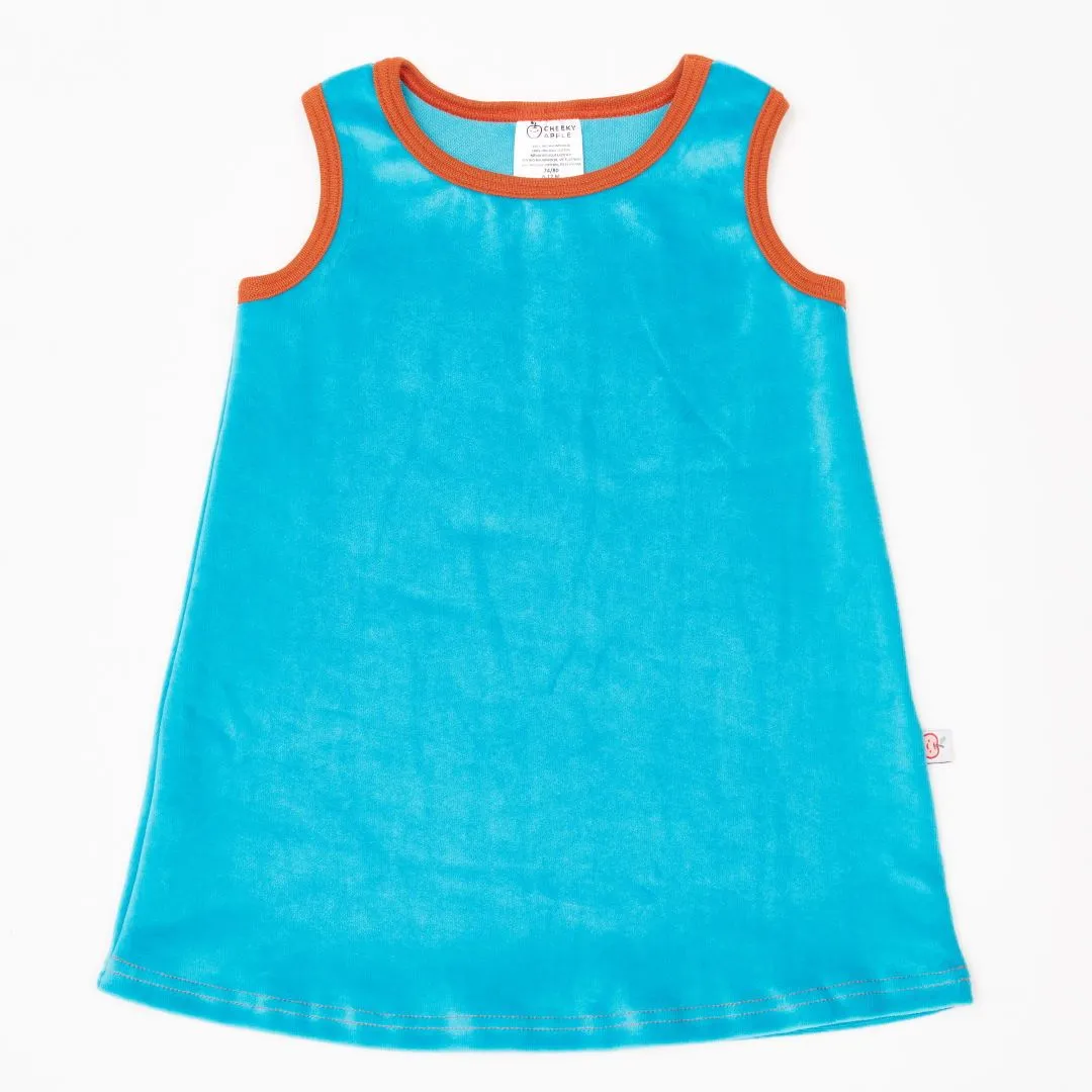 Sleeveless dress "Nicki Pagoda Blue" - 100% organic cotton