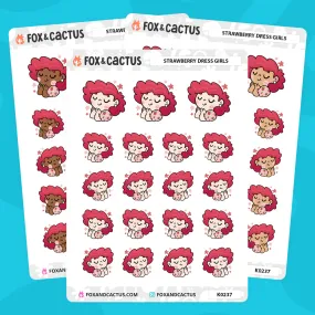 Strawberry Dress (Red Hair) Kawaii Girl Stickers