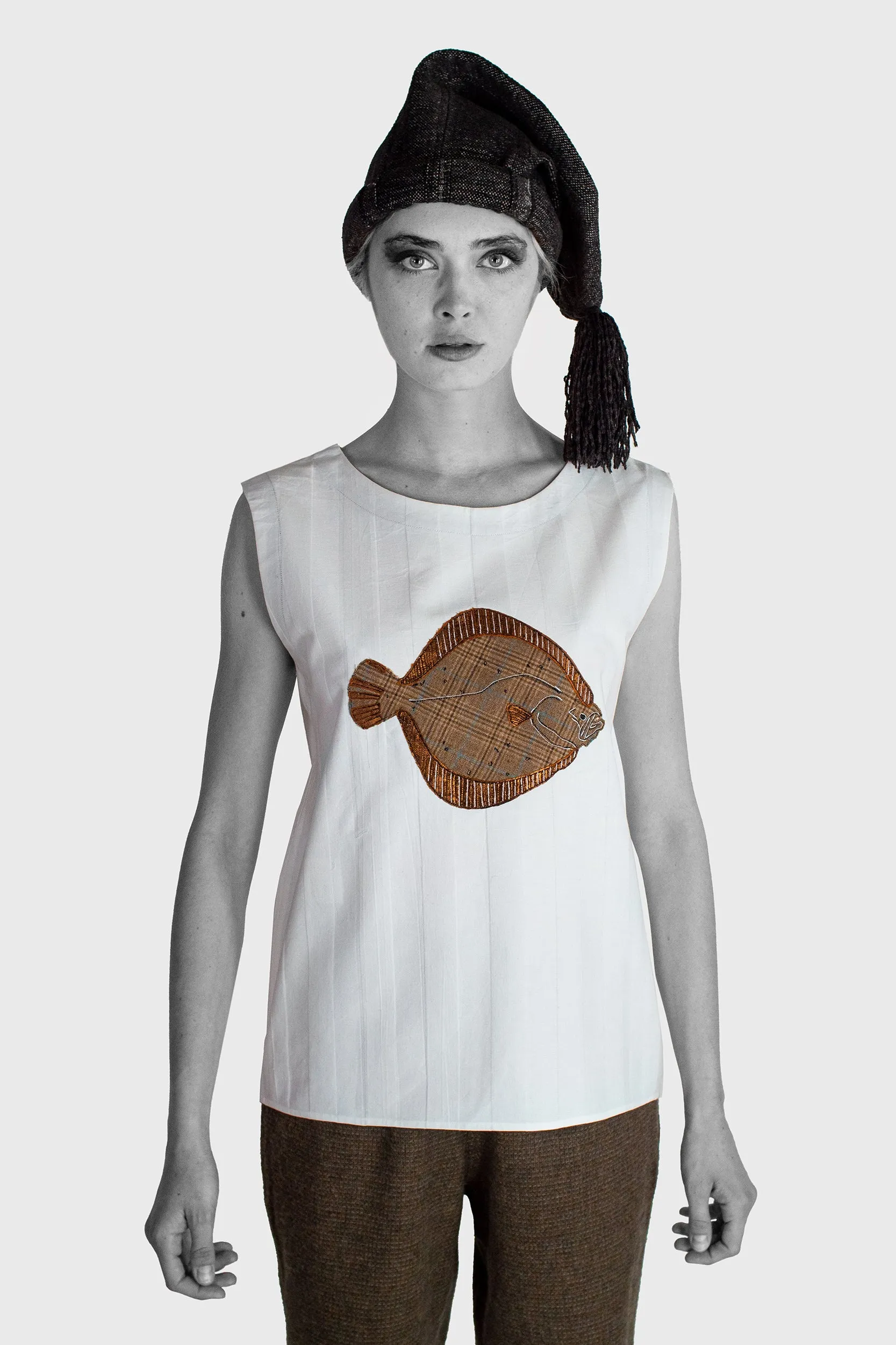 Upcycled White T-shirt - Embroidered