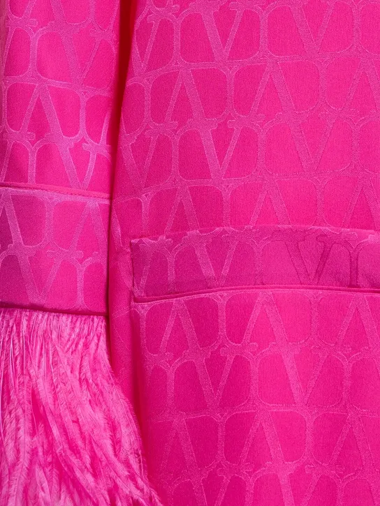 Valentino   Logo jacquard silk shirt w/feathers 