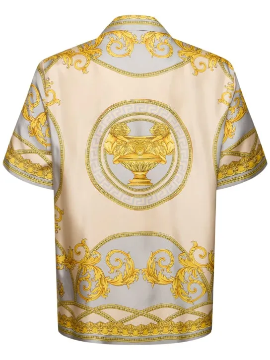 Versace   Baroque print short sleeve silk shirt 
