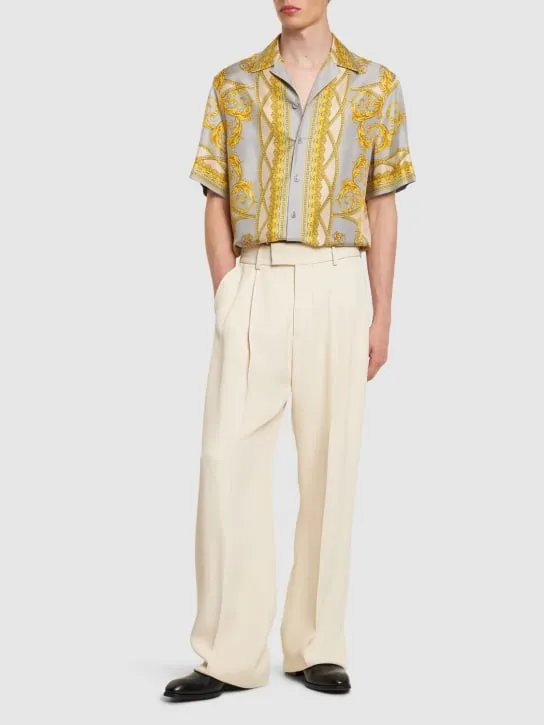 Versace   Baroque print short sleeve silk shirt 