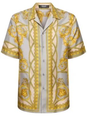 Versace   Baroque print short sleeve silk shirt 