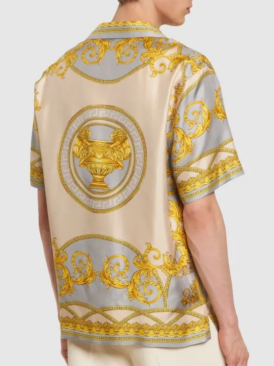 Versace   Baroque print short sleeve silk shirt 