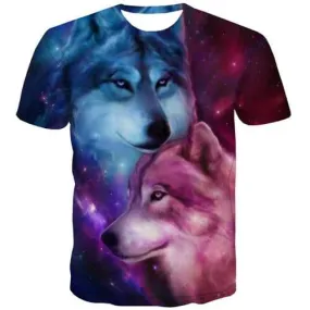 Wolf T-shirt Men Animal Shirt Print Galaxy Tshirts Novelty Colorful Tshirts Casual Harajuku T shirts Funny Short Sleeve Hip hop