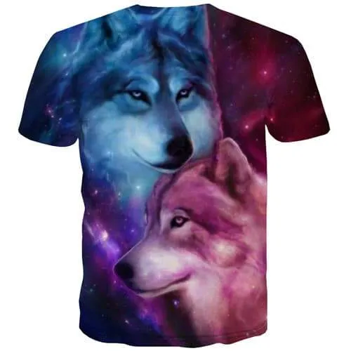 Wolf T-shirt Men Animal Shirt Print Galaxy Tshirts Novelty Colorful Tshirts Casual Harajuku T shirts Funny Short Sleeve Hip hop