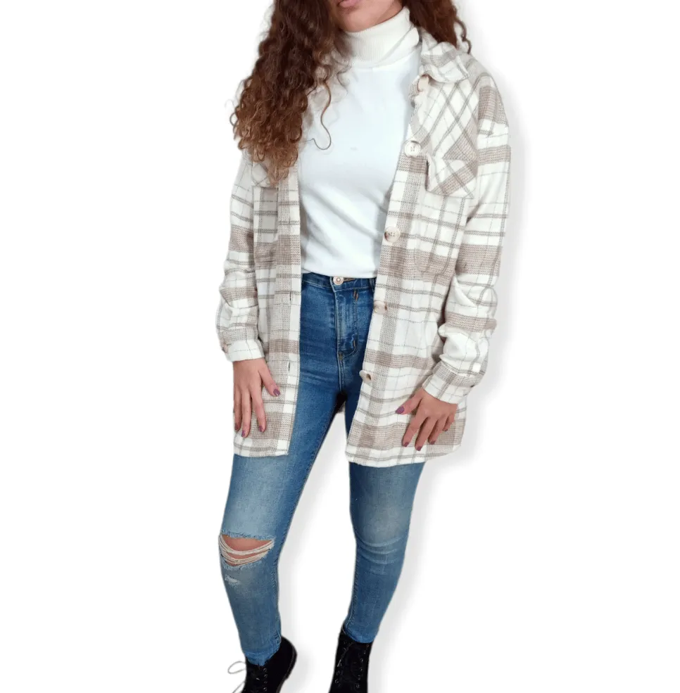 Women Wool Shirt - Beige