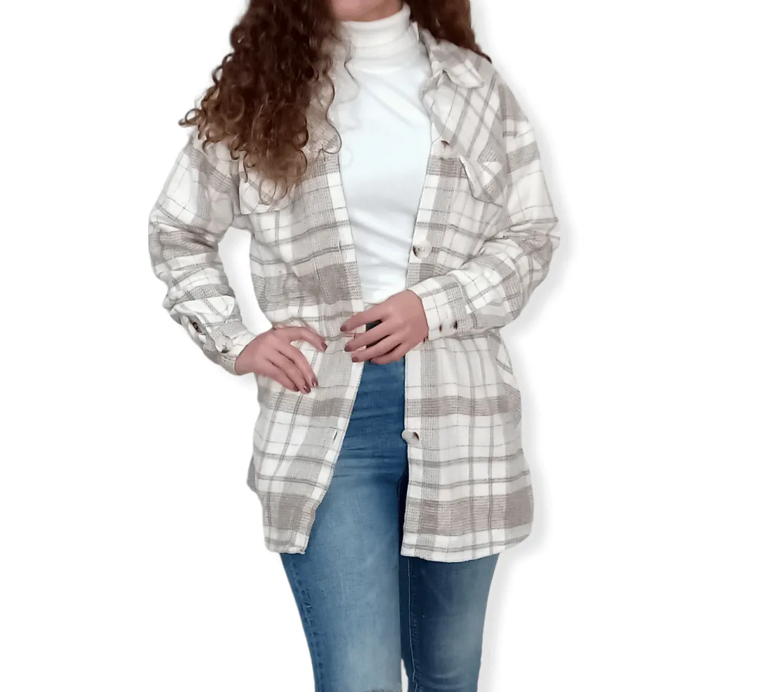 Women Wool Shirt - Beige