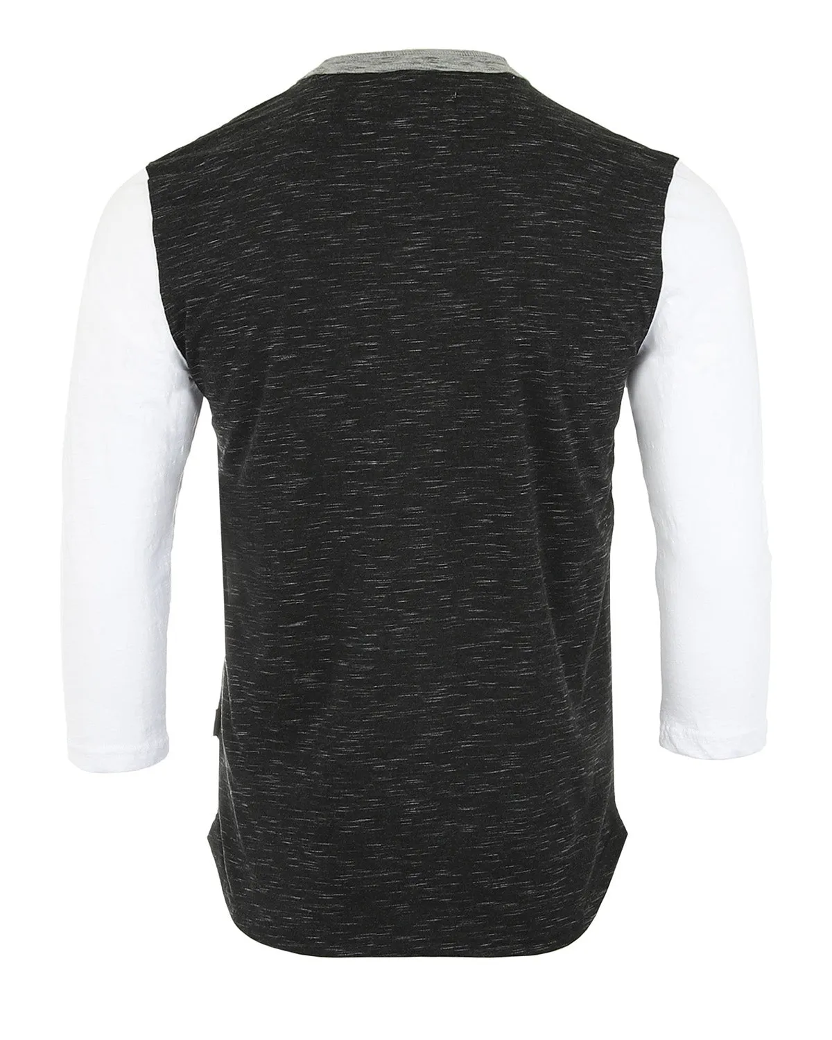 Zimego Men'S 3/4 Sleeve Black & White Baseball Henley – Casual Athletic Button Crewneck Shirts