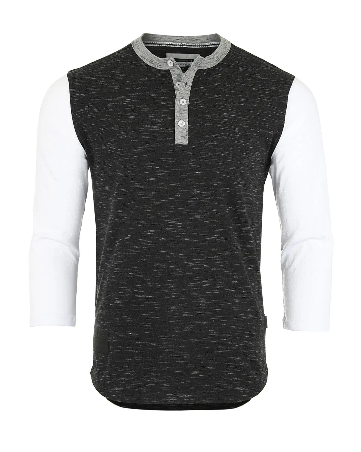 Zimego Men'S 3/4 Sleeve Black & White Baseball Henley – Casual Athletic Button Crewneck Shirts