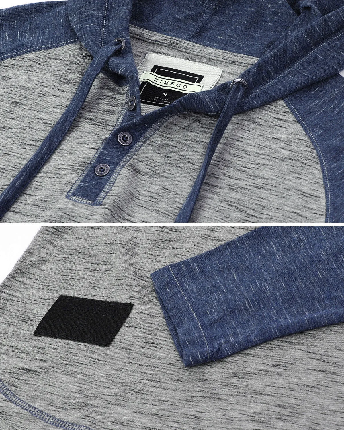 Zimego Men'S Hoodie Pullover Sweatshirt – Long Sleeve Athletic Casual Active Hip Hop Button Raglan Henley Shirt Hooded Top